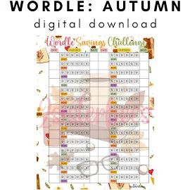 WORDLE Book Pumpkin Spice Latte Coffee Word Play Fall Autumn Theme | Cash Envelope Saving Challenge Game