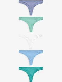 Womens Next Blue Thong Microfibre Knickers 5 Pack - Blue