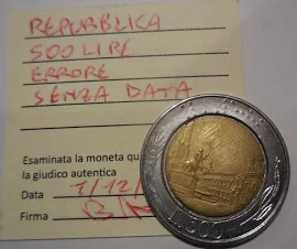 Repubblica Italiana Moneta 500 Lire Errore Variante Conio Senza Data