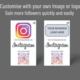 Scheda social media senza contatto per Instagram - Scheda NFC con supporto codice QR - Condividi facilmente il tuo profilo e fai crescere follower