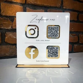 Codice QR Business Facebook Instagram Insegna per social media / Supporto da tavolo per salone di bellezza / Insegna per reception manicure con codice