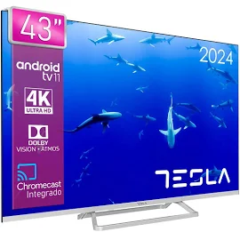 TESLA Smart TV 43" Android TV 11 Certificata - 4K UHD, Netflix, Prime Video, YouTube Integrati, Bluetooth, HDR, 2X10W Audio - Connessione Wi-Fi