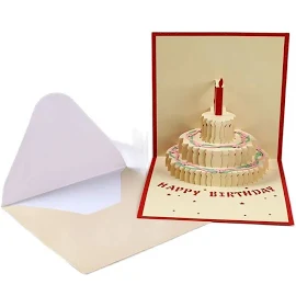 Torta di compleanno 3D biglietti di auguri Pop-Up cartoline regali con busta biglietto di buon