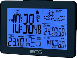 ECG Stazione meteo MS 200 con sensore radio fino a 30 metri di distanza, termometro, igrometro, previsioni meteo per le prossime 24 ore in 4