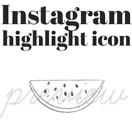 Icona di Anguria, Fruit Instagram Highlight Cover, Instagram Stories, Illustrazione disegnata a mano, Modello Instagram, Copertina Instagram, JPG, PNG