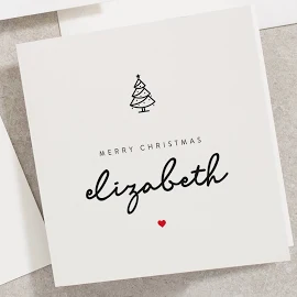 Cartolina di Natale personalizzata, Buon Natale con il tuo nome, Cartoline di Natale semplici, Cartolina di Natale tipografica CC054