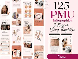 Modelli di storie Instagram per trucco permanente, post modificabili sui social media PMU, post Instagram per microblading