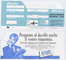 Alitalia Carta D'imbarco Business Boarding Pass - Unused - '80s