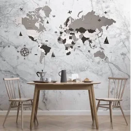 3D World Map - IX - M,English,Country borders + Country names + States (USA) - decorazione per la parete in legno