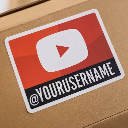 2500 Adesivi per YouTube - Quadrato con Angoli Arrotondati - In Bobina - Adesivo in Vinile Lucido