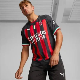 PUMA A.C. Milan Home 22/23 Authentic Jersey With Scudetto Men, Black/Tango Red, size XS, Clothing