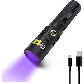 20W Torcia UV 365nm Professionale Ricaricabile USB Lampada Ultravioletta Blacklight, 2 modalità IPX4 Lampada UV, di Wood Lampada uv Resina,