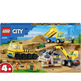 LEGO 60391 Camion da cantiere e Gru con palla da demolizione City