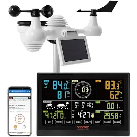 VEVOR - Stazione meteorologica solare Connessione Wifi da esterni Schermo a colori 7,9 pollici funzione 7 in 1, Stazione Meteo Display 7,9 pollici