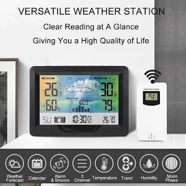 Stazione meteorologica Wireless Stazione di Previsioni meteorologiche con Schermo a colori per interni ed esterni con Sensore esterno