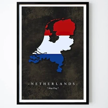Città & Paesi Poster Mappa Bandiera Paesi Bassi di Map Print