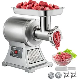 VEVOR - 1100W 250kg all'ora Tritacarne elettrico in acciaio inox, 193 r/min Macchina per salsicce professionale, 2 Piastre di macinazione, Meat