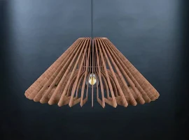 Lampada a sospensione in legno, luce moderna di metà secolo, plafoniera, lampada da soffitto in legno, lampada in legno, paralume in legno, luce scand