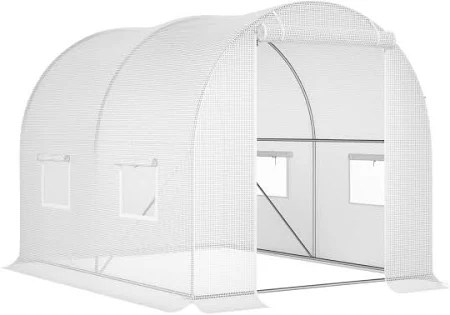 Outsunny Serra per Piante con 4 Finestre in Acciaio Zincato e Polietilene Bianco. Outsunny. Serre e telai a freddo. IT845-155WT0642