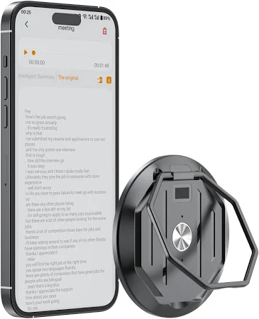 Registratore vocale digitale AI da 64 GB con ChatGPT 4o per trascrizione e sommarizzazione per 152 lingue, summarizing con AI, registratore audio