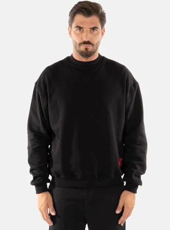 Felpa Uomo Lupetto Invernale in Cotone Maglione Slim Fit Made in Italy Maglia Nero