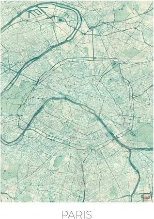 Hubert Roguski Poster Paris Map Blue su Posterlounge.it