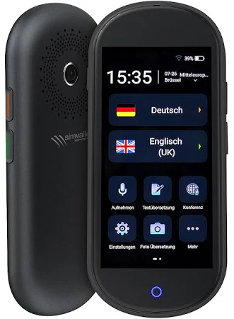 Simvalley, Accessori da viaggio, Traduttore di lingua Mobile in Tempo reale, 106 lingue, Touch screen, 4 g, WLAN