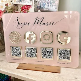 4 Codice QR Instagram Facebook Business Social Media Sign / Salon Sign / Beauty Sign / QR Code Sign