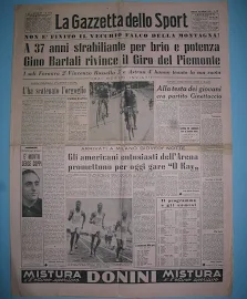 La Gazzetta Dello Sport 30/6/1951 Bartali Vince Il Giro Del Piemonte