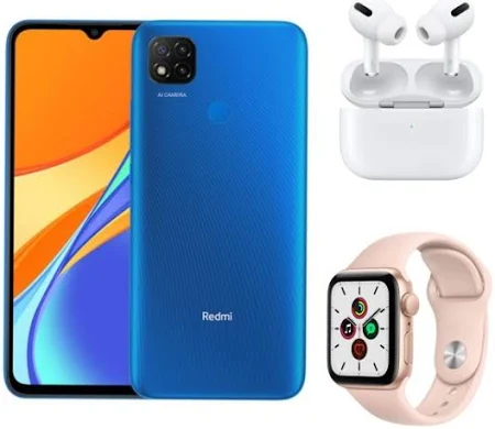 Xiaomi Redmi 9C + watch Series 6 + i800 nero / nero
