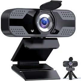 ANVASKEU Webcam with Microphone For PC 1080p HD USB Web Cam with Privacy N8o