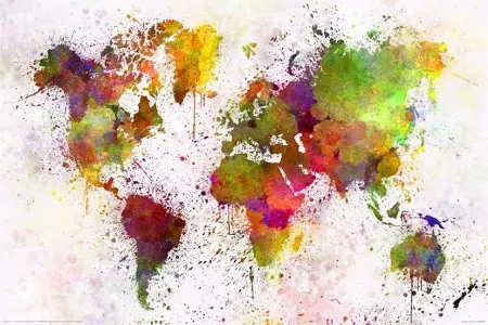 Poster World Map - Watercolour 91,5x61 cm - wall-art.it