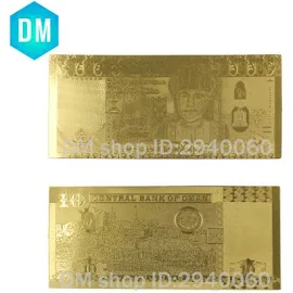 10 pz/lotto Nizza Oman di banconote in Oro 10 Rial banconote in 24 K Lamina d&39oro Replica Soldi per la raccolta,style 1