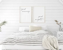 Buongiorno Buona Notte Muro Decor, Sopra il segno del letto, Stampe camera da letto, Sopra segni di letto, Coppia Wall Art, Arte Minimalista Moderna,