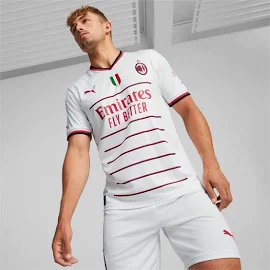 PUMA A.C. Milan Away 22/23 Replica Jersey With Scudetto Men, White/Tango Red, size XS, Clothing