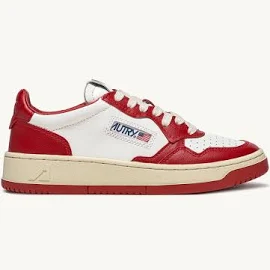 Autry Sneakers Medalist Low in pelle bicolore Bianco e Rosso
