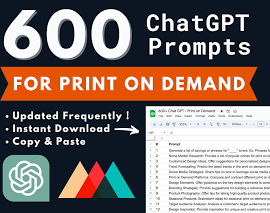 600 suggerimenti ChatGPT per Etsy Print on Demand Store Suggerimenti Chat GPT per la produttività Print on Demand Aumenta le vendite Download istantan