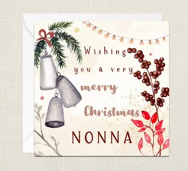 Ti auguro un buon Natale Nonna Biglietto di auguri con busta - Buon Natale - Buone Feste - Festive - Joyeux Noel - Albero - Nonno