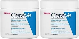 2 X CeraVe, Crema Idratante, 454g / 16oz, Crema idratante quotidiana per viso, corpo e mani per un'idratazione istantanea e duratura