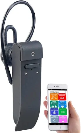 Callstel Traduttore dal Vivo 2in1 e Auricolare Mono Auricolare Blu,etooth e app, Dittafono, Nero