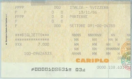 68520 - Biglietto Partita Calcio 1986 : Italy / Switzerland