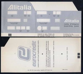 Alitalia Carta D ́imbarco Grigia Boarding Pass Gennaio 1987 Eurocredit