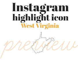 Icona dello stato della Virginia Occidentale, Instagram Highlight Cover, IG Story Icons, Hand Drawn Illustration, Template, Instagram Cover Image