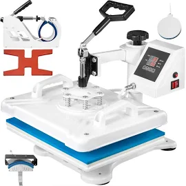 VEVOR Pressa a caldo 5 in 1, 29 x 38 cm, con timer digitale preciso e regolazione della temperatura a 360 gradi, pressa a caldo bianca per scarpe,