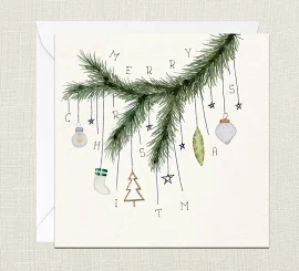 Buon Biglietto di Auguri di Natale con Busta - Natale - Buone Feste - Festive - Merry - Joyeux Noel - Christmas Tree Branch - Decorazioni