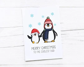Cartolina di buon Natale / Buon Natale / Papà più cool / Pinguino