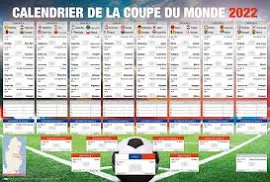 Close Up Programma della Coppa del Mondo 2022 calcio Qatar, Franz÷siana tutti I gruppi, tutte le partite in formato Xl! 68,5 x 101,5 cm