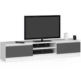 ABAMIHOME - Mobile Porta TV, Console TV, Porta TV 2 ante, parete attrezzata 160 x 33 x 41 - colore: Bianco/Grafite