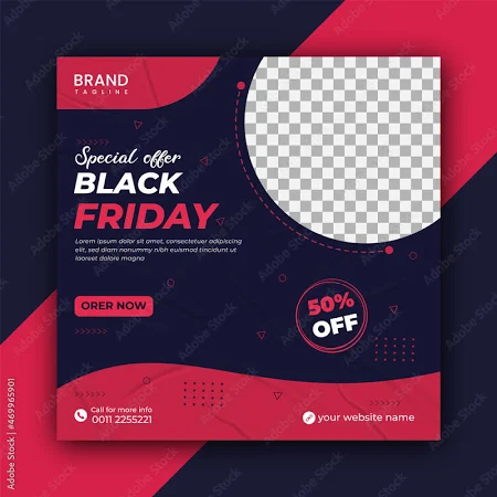 Poster, Quadro black friday Social Media Post banner Template, black friday facebook Instagram, 40x40 cm