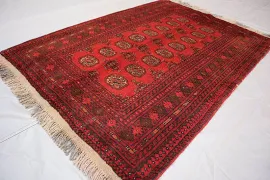 2'9x3'9 ft Vintage Small Bokhara Rug, Mini tappeto afghano turkmeno fatto a mano, tappeto in lana invecchiata con coloranti vegetali sbiaditi, tappeto